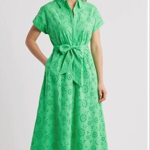 Caslon Kelly Green Eyelet Shirt Dress, Size L